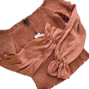 Lucy Paris Smocked Cropped‎ Top M Girlhoodcore  Boho Revival  Ruffle  Top